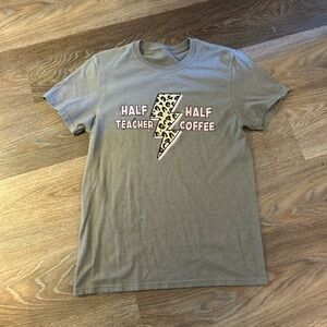 Half Teacher Half Coffee Graphic Tee - Olive